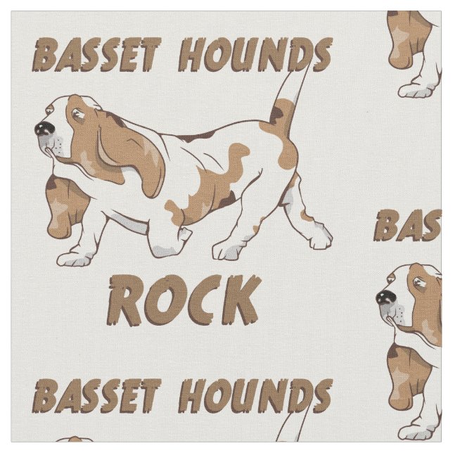 Basset hound cartoon fabric (Close Up)