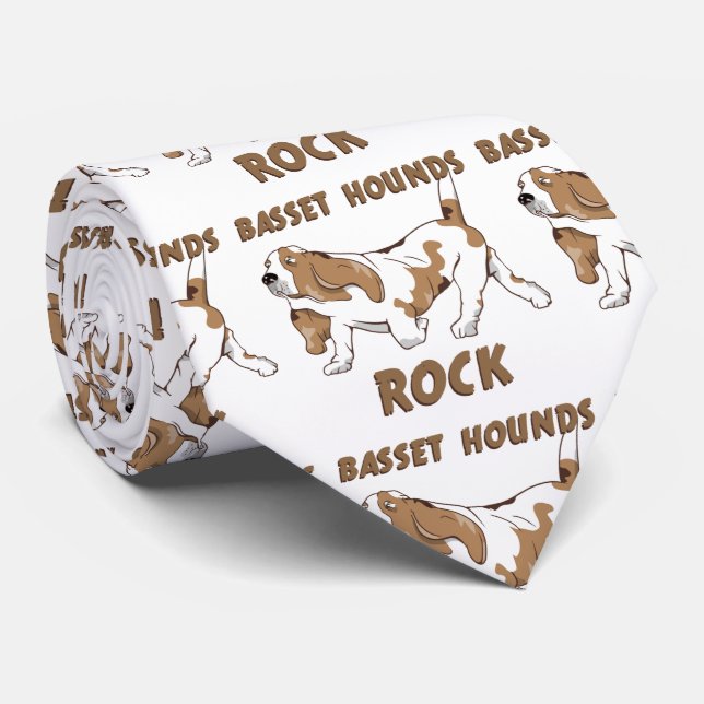 Basset hound cartoon tie (Rolled)