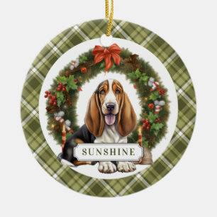 Basset Hound Ceramic Circle Ornement