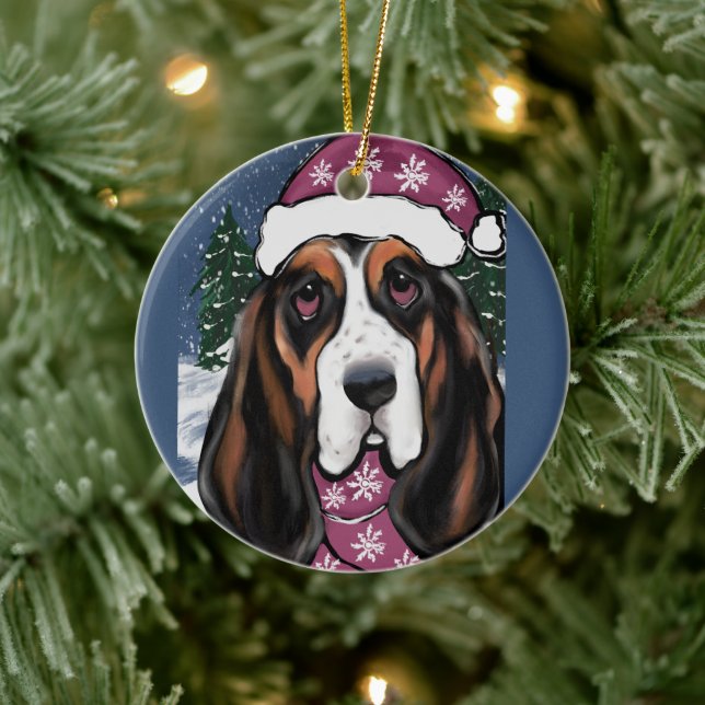 BASSET HOUND  CERAMIC ORNAMENT (Tree)