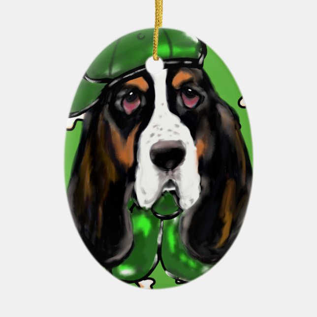 Basset Hound Ceramic Ornament (Front)