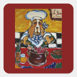 Basset Hound chef Square Sticker