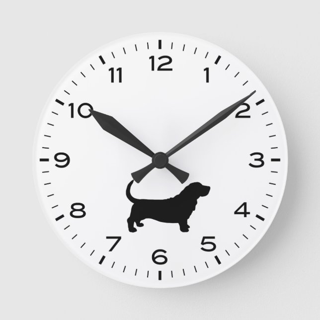Basset Hound Chien race Silhouette Horloge ronde (Recto)