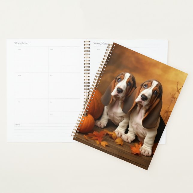 Basset Hound Chiot Automne Citrouille de plaisir (Devant avec enveloppe)