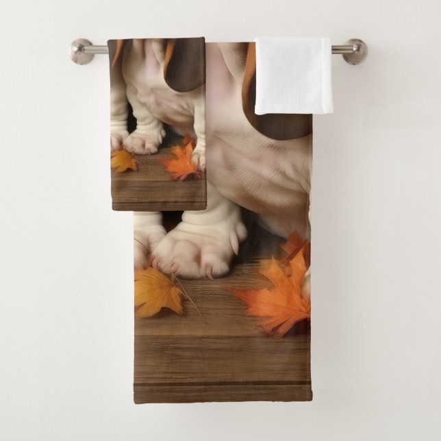 Basset Hound Chiot Automne Citrouille de plaisir (En situation)