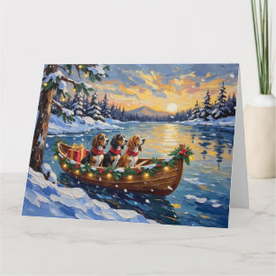 Basset Hound Christmas Boat Holiday Card