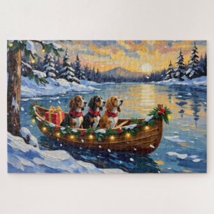 Basset Hound Christmas Boat Holiday Jigsaw Puzzle