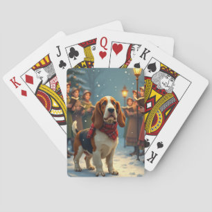 Basset Hound Christmas Carol Singers Painting Playing Cards