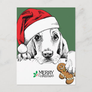 Basset Hound Christmas Cookie Postcard
