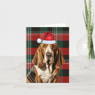 Basset Hound Christmas Dog Holiday Plaid Christmas Card