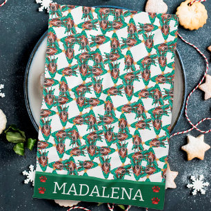 Basset Hound Christmas Dog Kitchen Towel