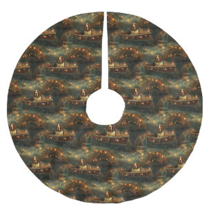 Basset Hound Christmas Festive Voyage Brushed Polyester Tree Skirt