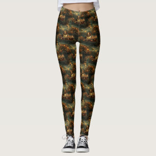 Basset Hound Christmas Festive Voyage Leggings