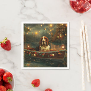 Basset Hound Christmas Festive Voyage Napkin