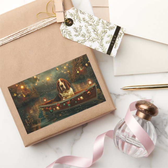 Basset Hound Christmas Festive Voyage Sticker (Gifting)