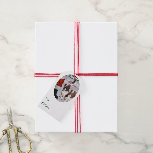 Basset Hound Christmas Gift Tags (With Twine)