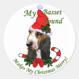 Basset Hound Christmas Gifts Classic Round Sticker