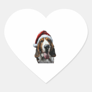 Basset Hound Christmas Heart Sticker