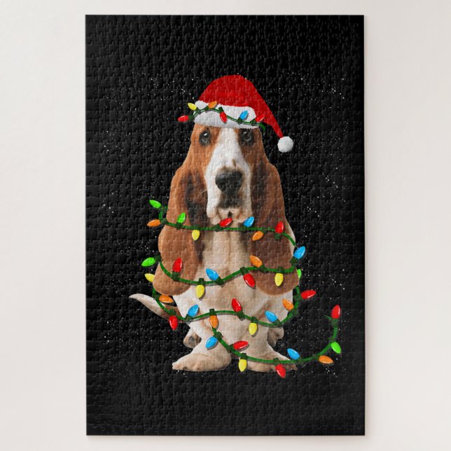 Basset Hound Christmas is Basset Hound dog love Jigsaw Puzzle (Vertical)