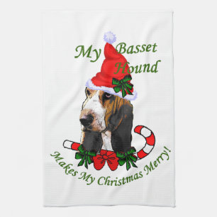 Basset Hound Christmas Kitchen Towel