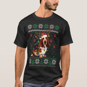 Basset Hound Christmas Lights Santa Dog  Ugly Swea T-Shirt