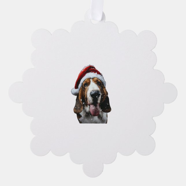 Basset Hound Christmas  Ornament Card (Front)