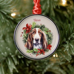 Basset Hound Christmas Pet Memorial Dog Breed Metal Ornament