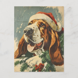 Basset Hound Christmas  Postcard