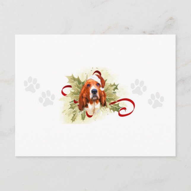 Basset Hound Christmas Postcards (Front)