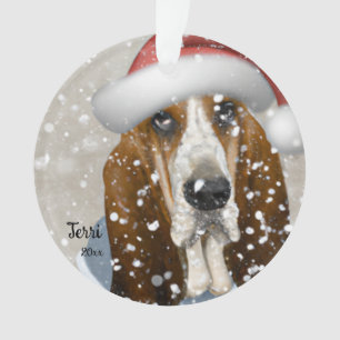 Basset Hound, Christmas, Santa Dog Ornament