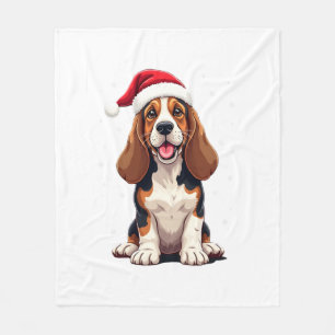 Basset Hound Christmas Tank Top Fleece Blanket