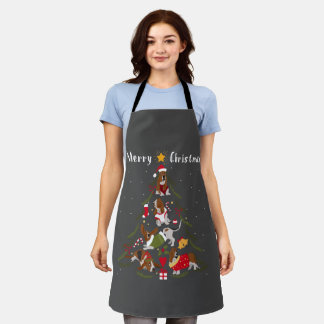 Basset Hound Christmas Tree Xmas Dog Lover Apron