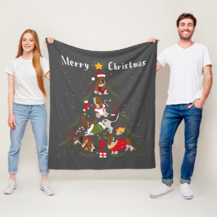 Basset Hound Christmas Tree Xmas Dog Lover Fleece Blanket
