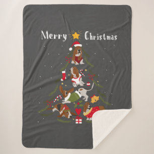 Basset Hound Christmas Tree Xmas Dog Lover  Sherpa Blanket