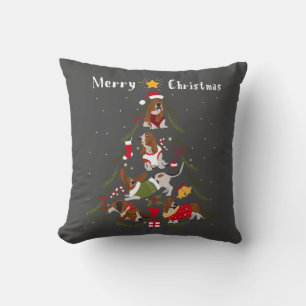 Basset Hound Christmas Tree Xmas Dog Lover Throw Pillow