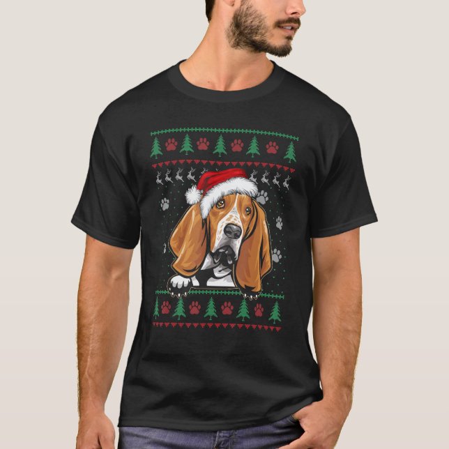 Basset Hound Christmas Ugly Sweater Dog Lover Xmas (Front)