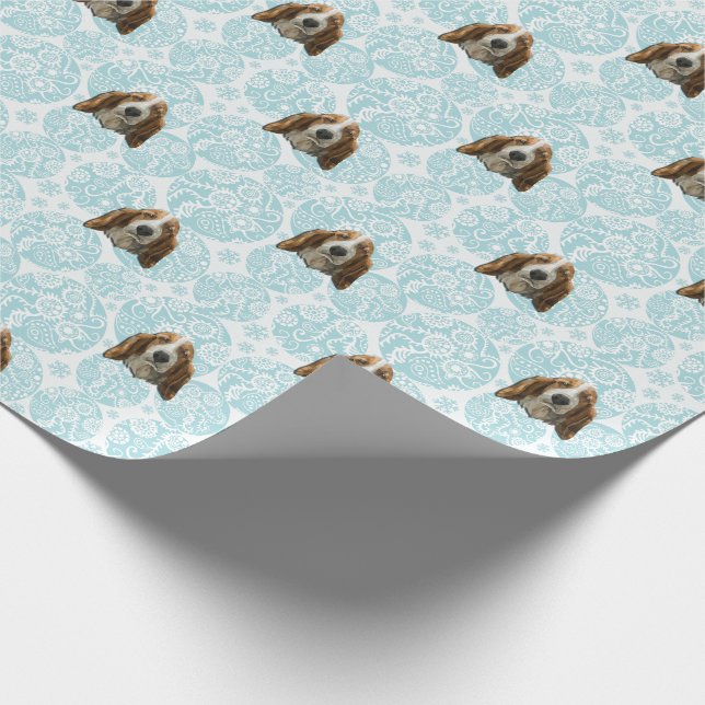 Basset Hound Christmas Wrapping Paper (Corner)