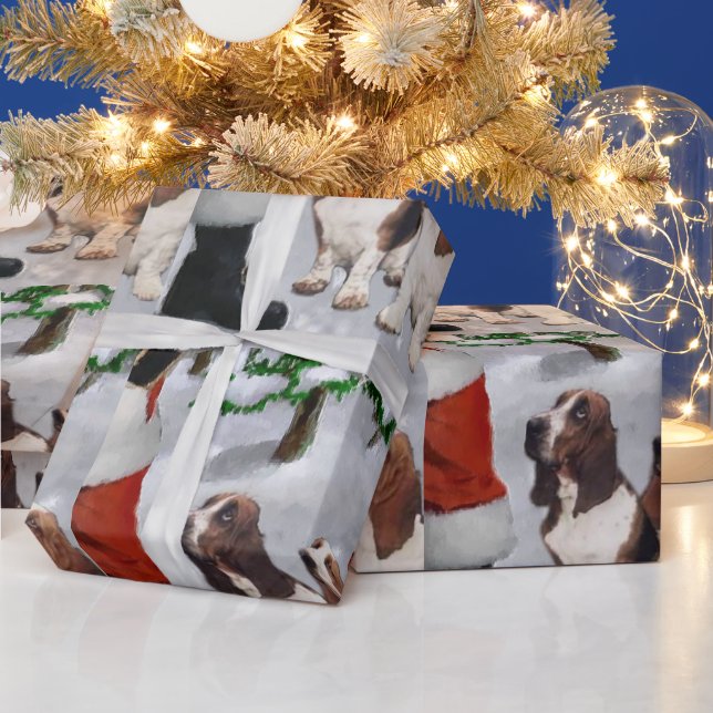 Basset Hound Christmas Wrapping Paper (Holidays)
