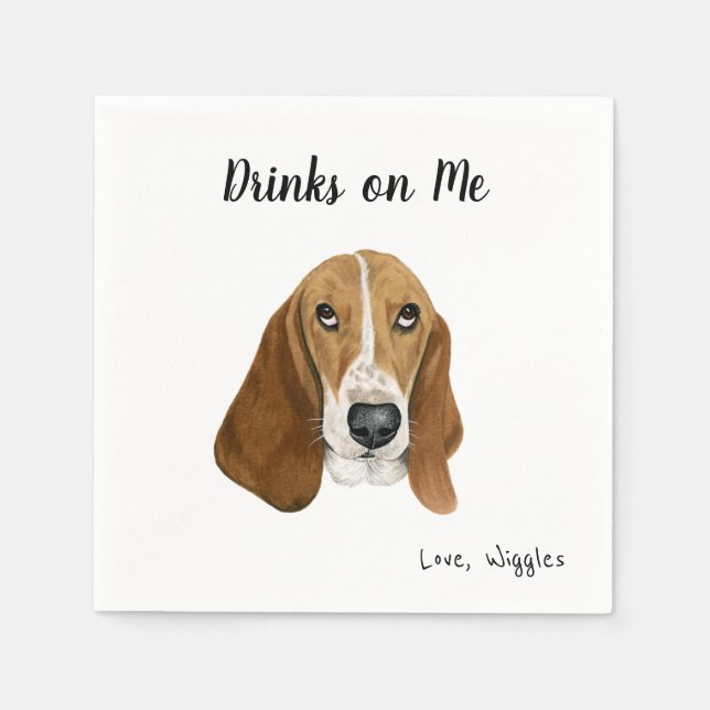 Basset Hound Cocktail Napkins (Front)