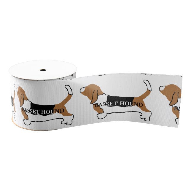 Basset Hound colour name silhouette Grosgrain Ribbon (Spool)