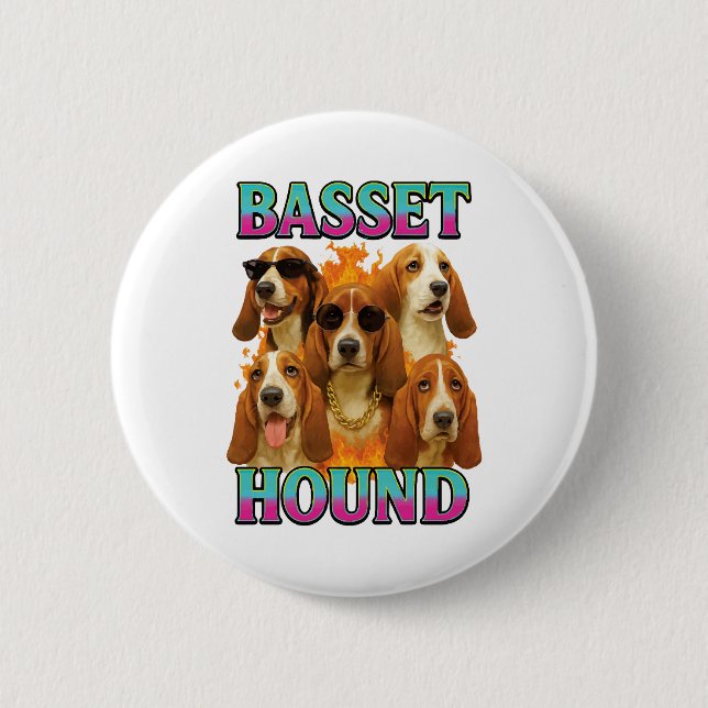 Basset Hound Copy 2 Inch Round Button (Front)