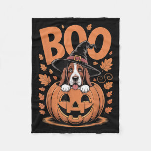 Basset Hound Costume On Pumpkin Halloween Basset H Fleece Blanket