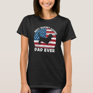 Basset Hound Dad For Men Basset American Flag 4th  T-Shirt