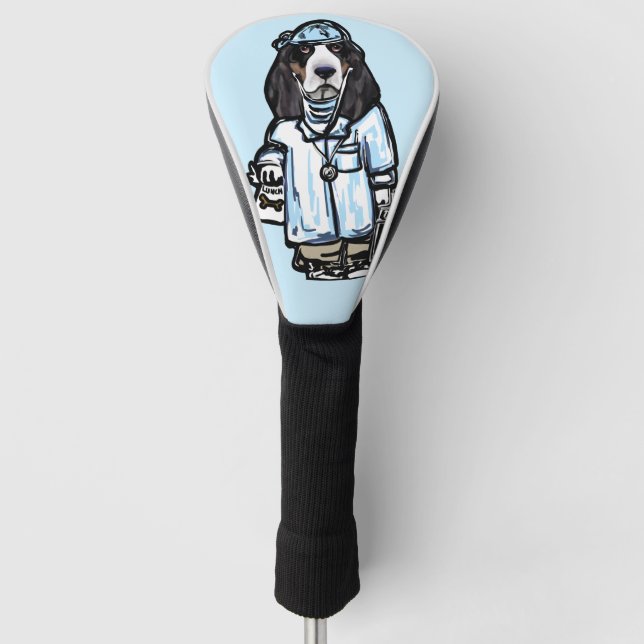 BASSET  HOUND DOCTOR GOLF HEAD COVER (Front)