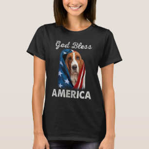 Basset Hound Dog American USA Flag 4th of July Dog T-Shirt