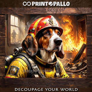 Basset Hound dog as a Firefighter -  Tissue Paper