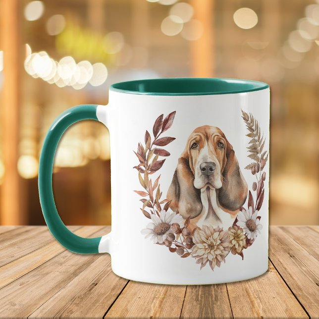 Basset Hound Dog Autumn Wreath Mug (Creator Uploaded)