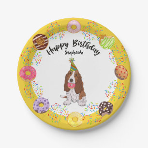 Basset Hound Dog Birthday Doughnuts Party Paper Pl Plate