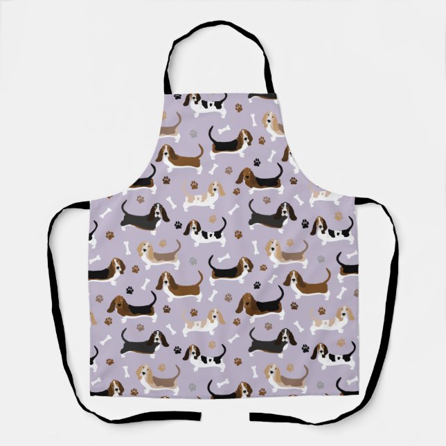 Basset Hound Dog Bones and Paws  Apron (Front)