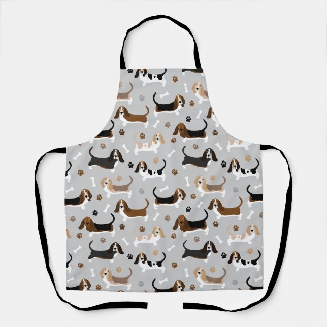 Basset Hound Dog Bones and Paws  Apron (Front)